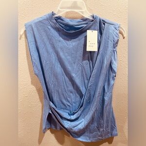 a new day Light Blue Draped Muscle Tee